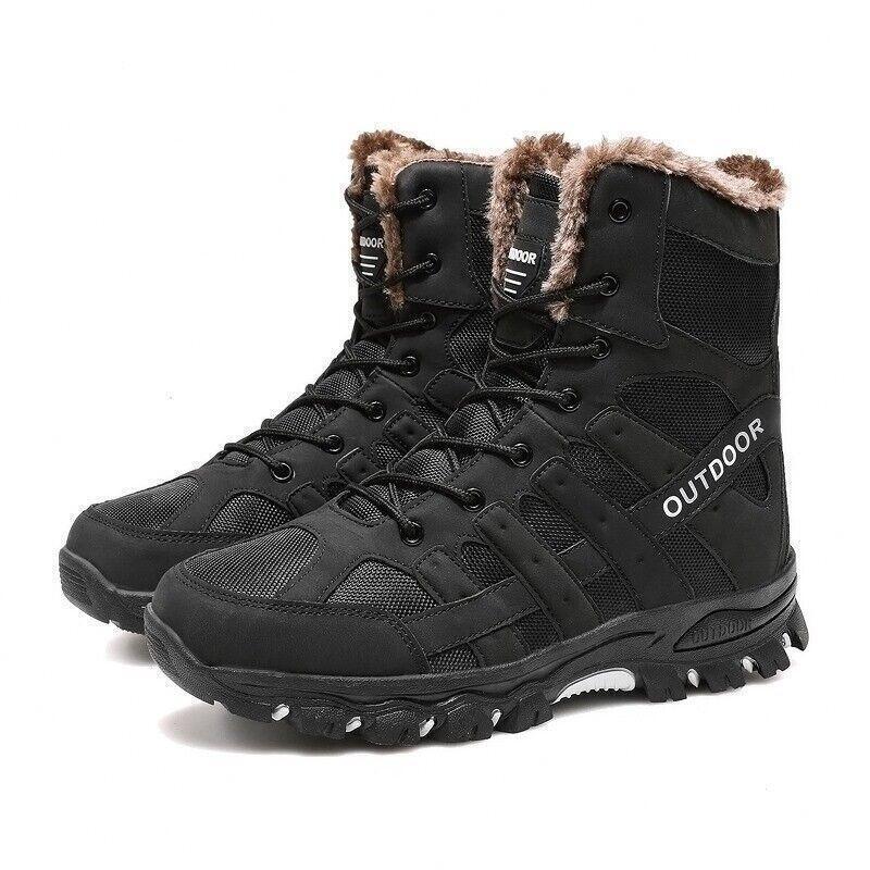Men's Warm Lined Snow Boots Non-Slip Winter Ankle Boots for Outdoor Trekking-image