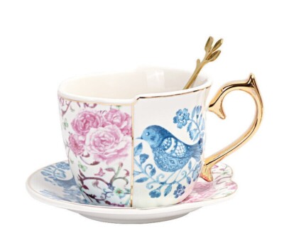 Spezielle geformte blau-weiße Keramik Kaffeetasse französischer britischer Stil Teetasse UK