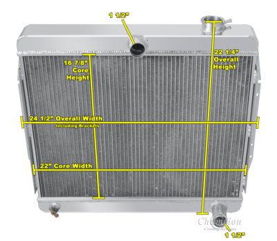 1970 71 Jeep CJ5 / CJ6 Champion 3 Row Alum SR Rad