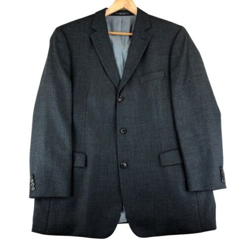 Hugo Boss Rossellini Wool Silk Blend Sport Coat Blazer Mens 48L Blue Black USA - Picture 2 of 14