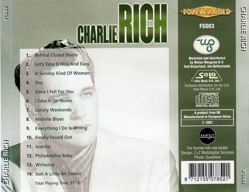 Charlie Rich 2001 Audio CD UK Import LN Folk World Country Fast Ship - Picture 5 of 5