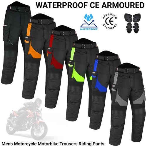 WATERPROOF CE ARMOURED Motorcycle Trousers Thermal Lined Riding Pants Motorbike