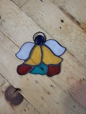Vintage 5" Colorful Beautiful Stain glass Angel Hanging Ornament Sun Catcher