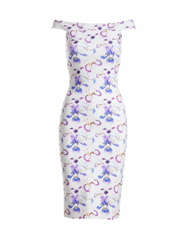 CHIARA BONI La Petite Robe 白色花卉印花弹力露肩连衣裙 12 = 48 — 第 3/4 张图片