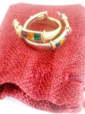 ORECCHINI AIROLDI Italy hoop earrings in STERLING 925 gold plated with Swarovski