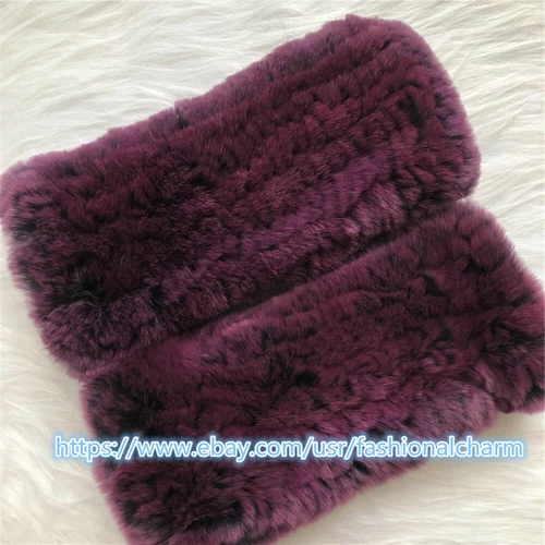 Womens Winter Real Rabbit Fur Gloves Knitted Stretch Fingerless Mitten Gloves - Picture 40 of 102