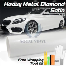 Heavy Metal Diamond Satin Ceramic White Car Vinyl Wrap Sticker Decal Sheet Film