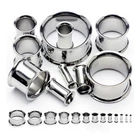 PAIR 316L Surgical Stainless Steel Double Flare Tunnels Ear Plugs Earlets Gauges