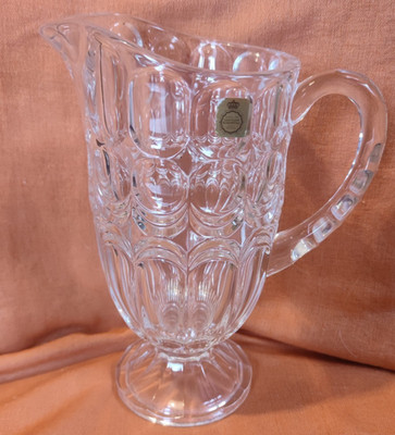 Glaskrug Wasserkrug HenkelVase Pitcher Kristall 1Liter Retro Vintage schwer