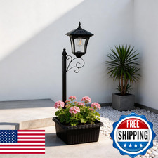 Djgifi Solar Lamp Post Planter 36.5 Solar Light Post Outdoor Waterproof Warm