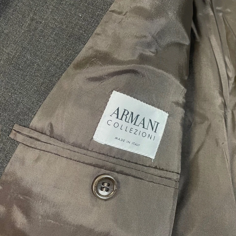 Chaqueta Blazer Armani Collezioni Para Hombre 44L Gris Lana Virgen Italia Neiman Marcus Foto 4 de 4