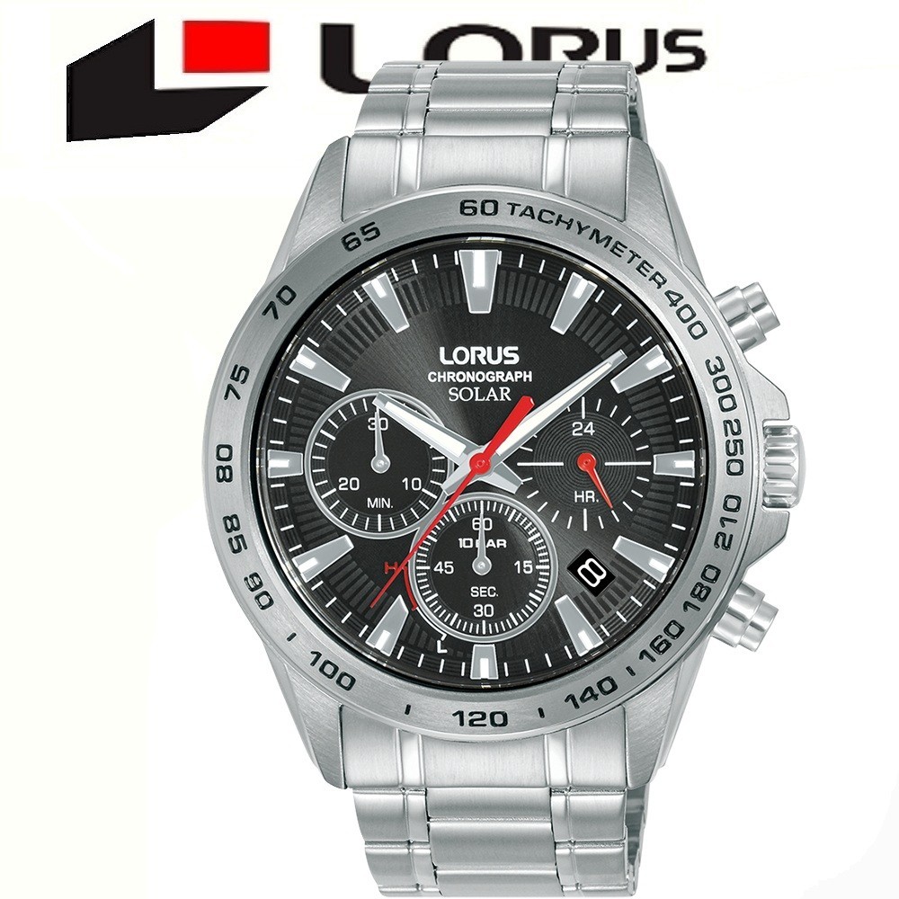 Lorus RZ501AX9 Chronograph Solar SS Bracelet Watch RRP £139.99 2 Year Guarantee