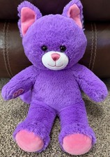 Build a Bear Workshop BAB Purple Pink cat bear 2016 Stuffed Plush Animal toy