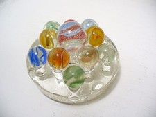  974 Vintage Vitro Agate Cats Eye Marbles 11 pcs. 1 shooter and 10 regular
