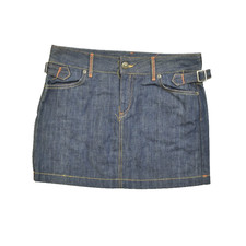Iman Jean Nation Women's Denim Mini Skirt Size 28 Dark Wash USA Made