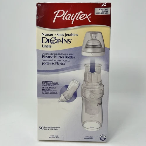Playtex Baby Bottle Drop-Ins Nurser Plastic Liners 8oz -10oz 50 Count Sealed NEW - Picture 1 of 10
