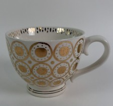 John Lewis Stoneware Mug Cup Tea Coffee Homeware Large Gold Circles UK