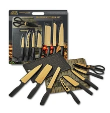Thyme & Table 20 Piece Stainless Steel Knife & Cutting Board Cutlery Set - Black
