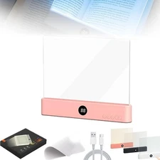 Book Light, Rechargeable Clear LED Flat Reading Light with 3 Colors & Timer, Dim
