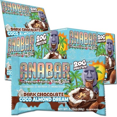Anabar Protein Bar Almond Butter, 20 Grams of Protein 12 Bars Coco Almond Dream