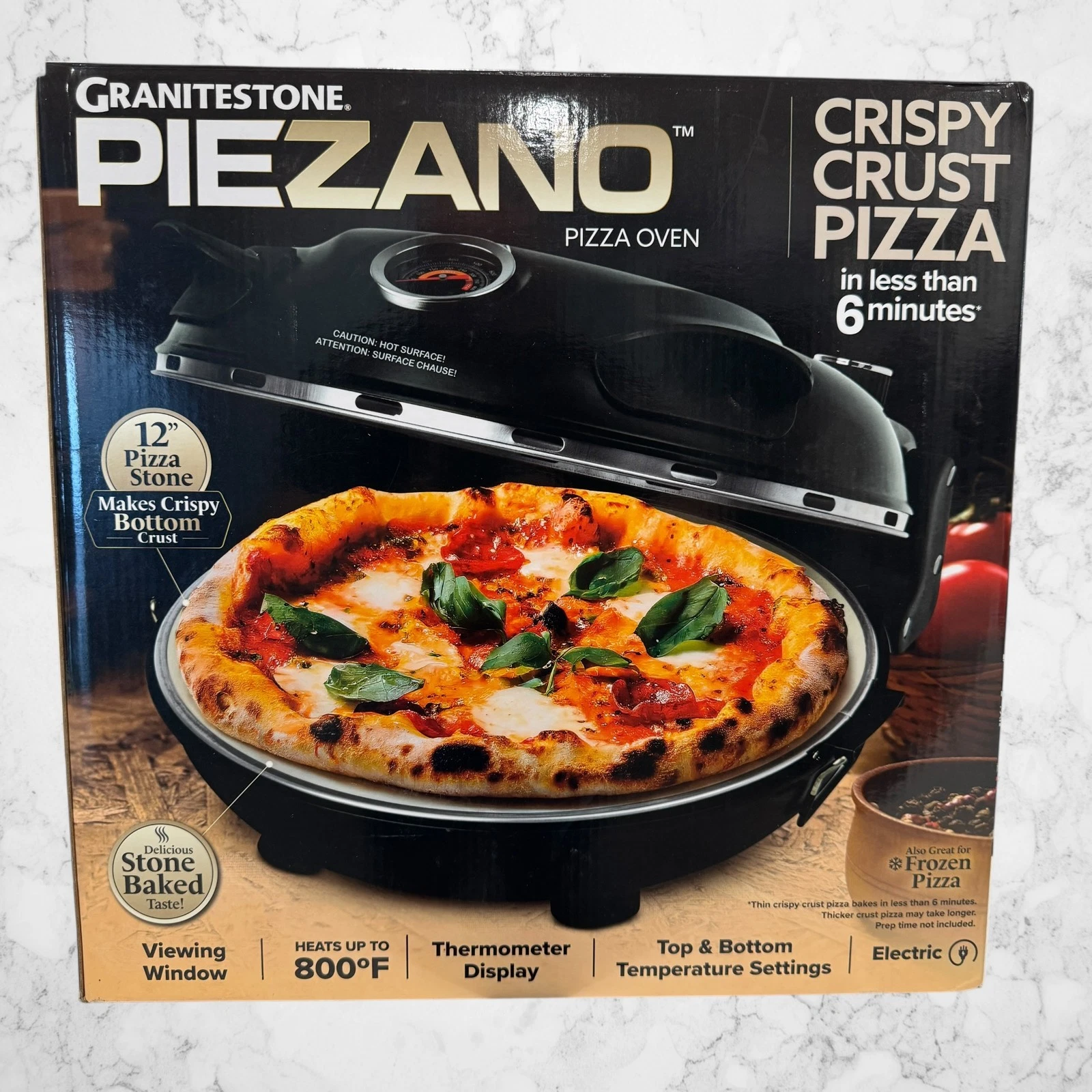 GRANITESTONE Piezano 12 in Countertop Pizza Oven Stone Bake Electric Black
Opens in a new window or