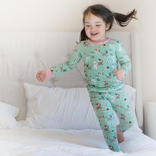 Little Sleepies Aqua Puppy Love Bamboo two-Piece Viscose Pajama Set 5/6