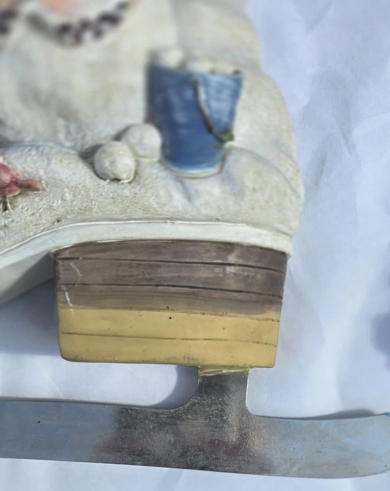 Vintage Pair 2 Wall DECOR ICE SKATES Winter 3D Snowman Polar Bear Resin Planter - Image 4 of 4