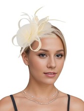 Womens Fascinators Hats Tea Party Headband Flower Headpiece Feather Mesh Clip