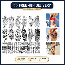 82 Sheets 3D Flower Temporary Tattoos for Women - Waterproof, Long Lasting,