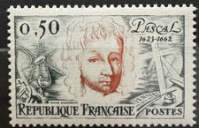 Timbre Stamp 1962 - YT 1344 - Blaise Pascal - Neuf** MNH