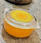 Vintage Pyrex 1.5 Pint Casserole Dish 472 Glass Lid Daisy Sunflower