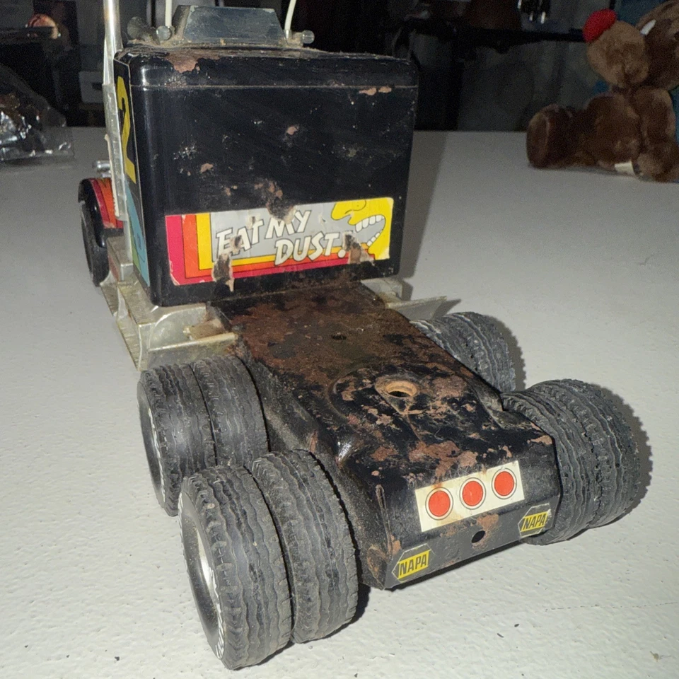 Semirremolque plataforma de carreras Nylint Cadet Freightliner de colección #2 acero prensado 12" No. 330 Foto 4 de 4