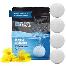 Muscle Rehab Epsom Salt Bath Bombs with Arnica 4 Pack Magnesium Recovery So...