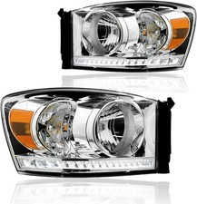 LED DRL Headlight Assembly, Headlights Kit Compatible with 2006-2008 Dodge Ram