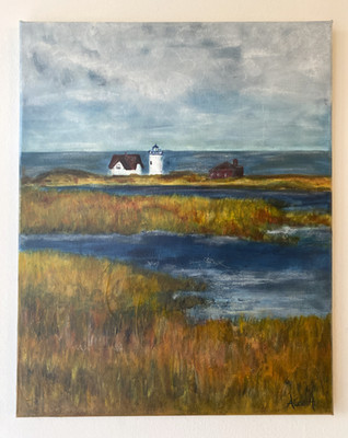 Original Painting   Lighthouse Seascape Scandinavian Wall Art   40x50 cm