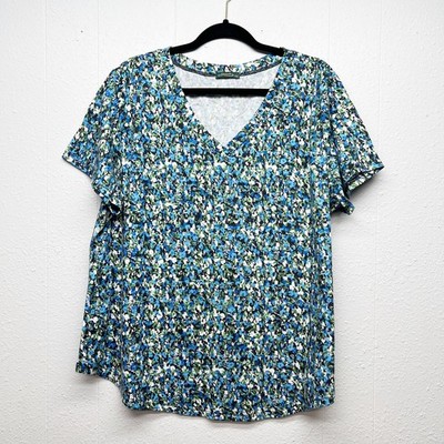 Offefan Floral Top Womens XXL Basic Everyday Wear Minimalist Comfort Capsule
