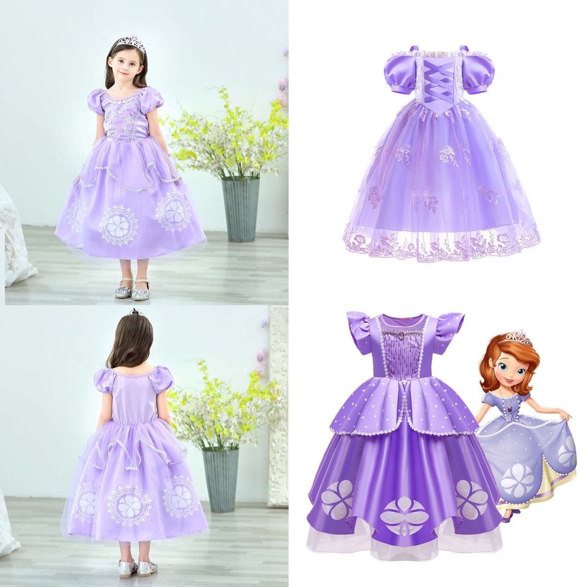Niños Niñas Sofía El Primer Disfraz Juegos con disfraces Princesa Halloween Fiesta Vestido Elegante