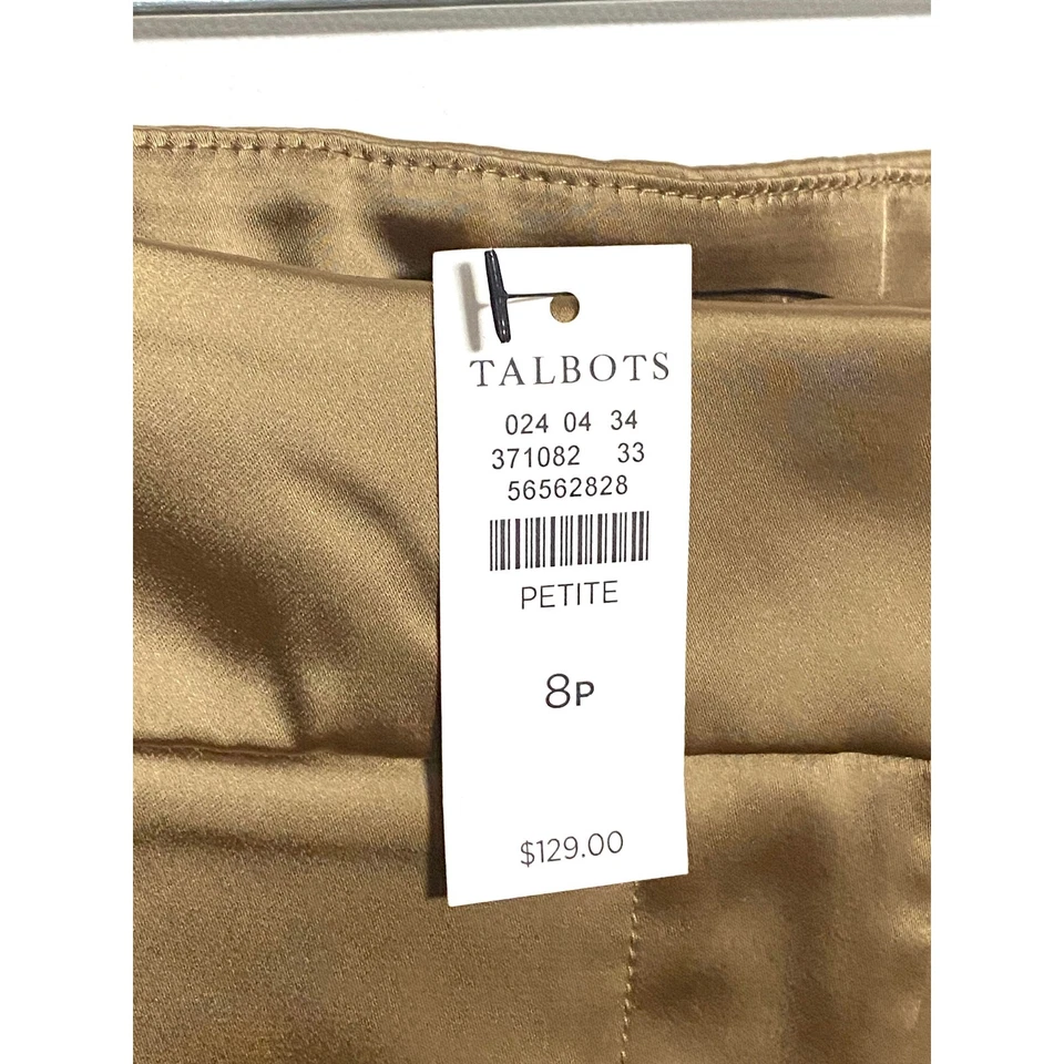 Pantalones de vestir Talbots poliéster pierna ancha dorado satinado bolsillos para mujer 8P 8 Petite nuevos con etiquetas Foto 3 de 4