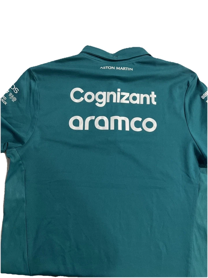 Aston Martin F1 Team Authentic Polo Shirt Green Official Teamwear - L Men's - Image 3 of 3
