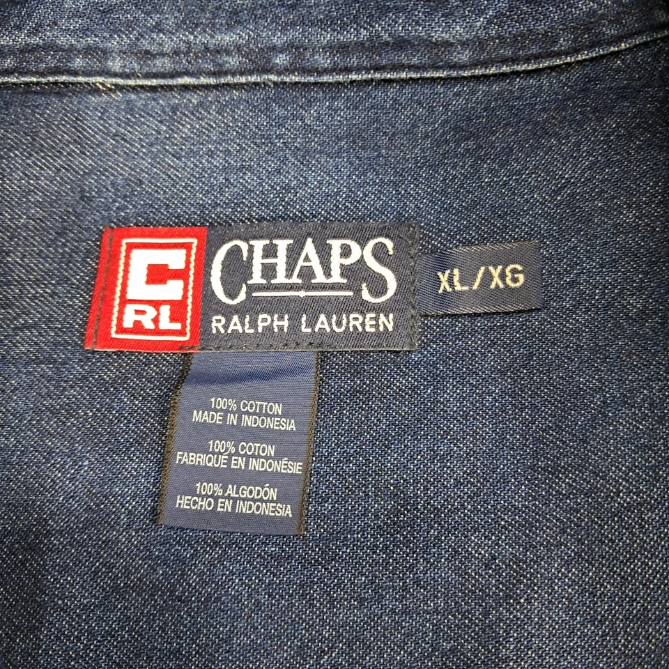 Chaps Ralph Lauren Men's Denim Long Sleeve Button Up Shirt Blue X-Large - Image 4 of 4