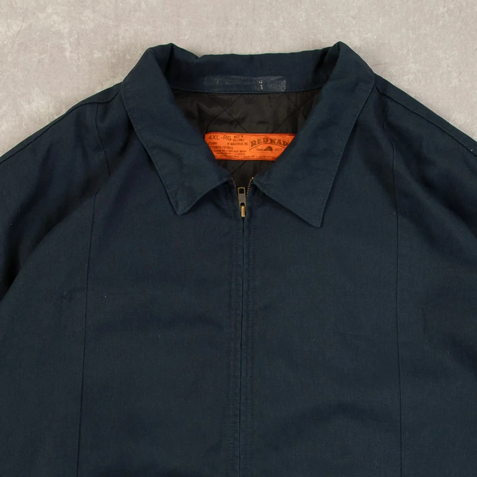 Red Kap Vintage 90s Full Zip Workwear Jacket 2XL Men's Navy Blue Harrington - Image 3 of 4