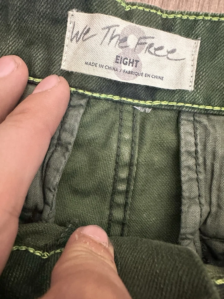 We The Free People Verde Commander Denim Camuflaje Botón Mosca Corte Talla 8 Foto 4 de 4