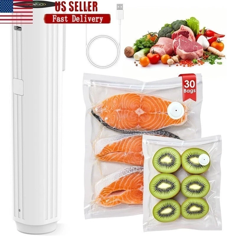 High Power Vacuum Sealer 60-80kPa Digital Display Reusable Eco-Friendly Bags New