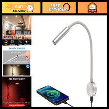 Flexible Neck LED Reading Light for RV, Boat, Camper, USB Charger Red Night Li