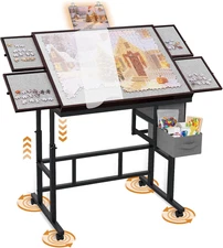Jigsaw Puzzle Table with Drawers × 6,1500Pcs Adjustable Height and Five up Angle