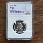 1955 Silver Proof Washington Quarter Coin NGC PF68