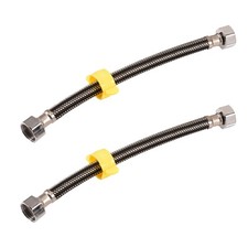 12 In Faucet Supply Lines, 1/2 x 1/2 Female Faucet Connector, Black Braided S...