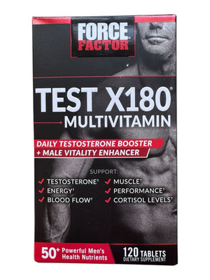 Force Factor Test X180 Multivitamin Boost Tablets for Men - 120 Count - Ex: 9/27