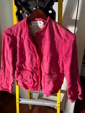 Christian Dior vibrant pink fringe linen blazer size 8 US