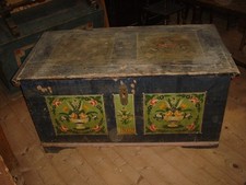 1862 orig. bemalte BAUERNTRUHE BAUERNMÖBEL Bauernschrank Truhe Spreewald Radden